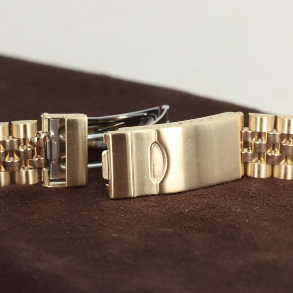 Hadley-Roma 20mm Gold Plated Solid Link Men's Watch Bracelet/Band, MB4215Y - Picture 2 of 4